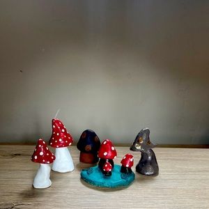 Cute clay mushroom set